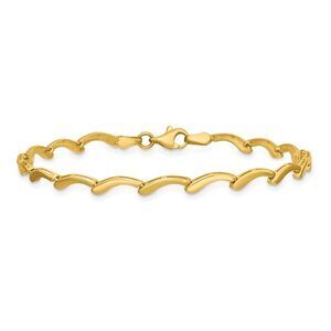 14K Yellow Gold Wave Link Bracelet  (7 inches)